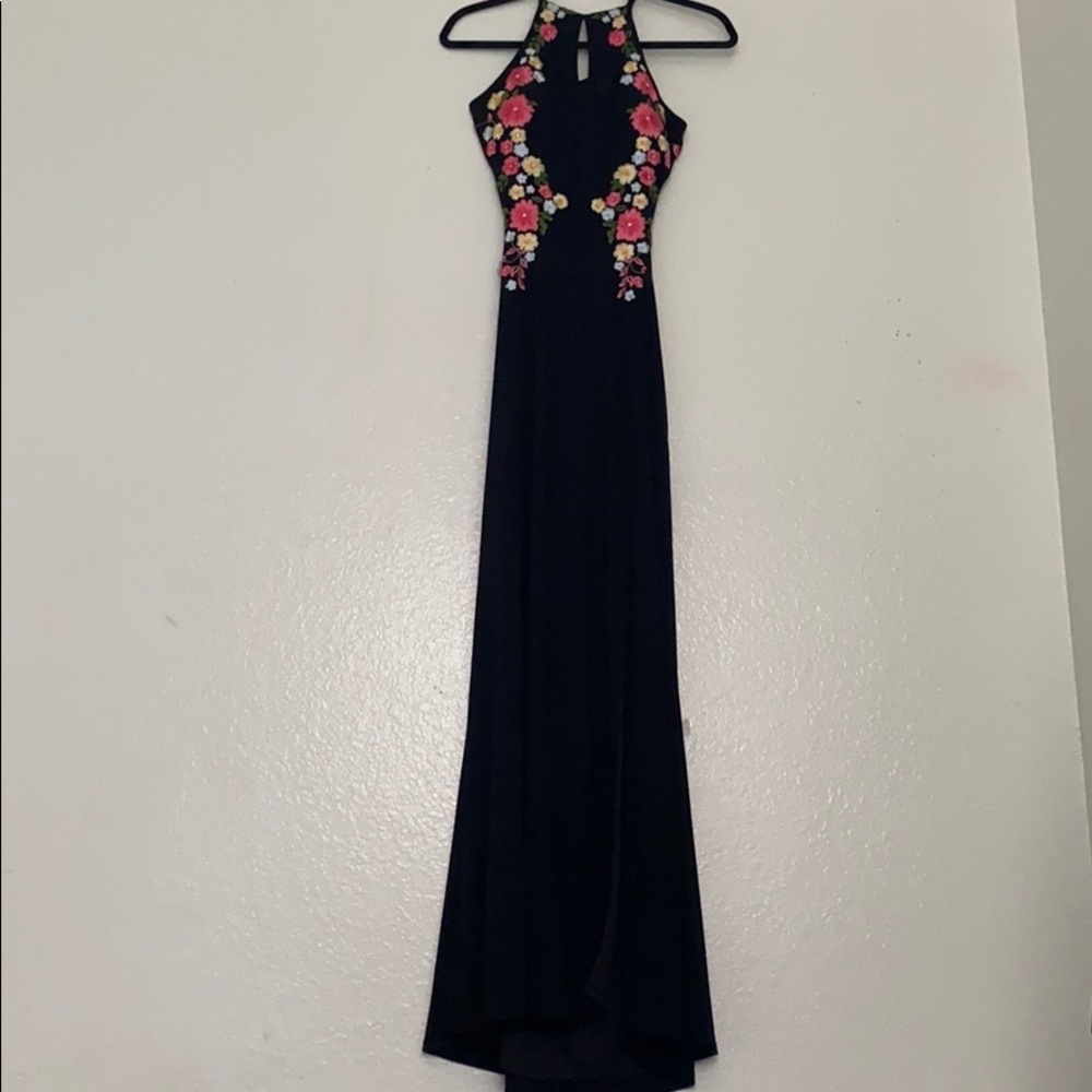 Black Long Slit Knee Corset Type Dress